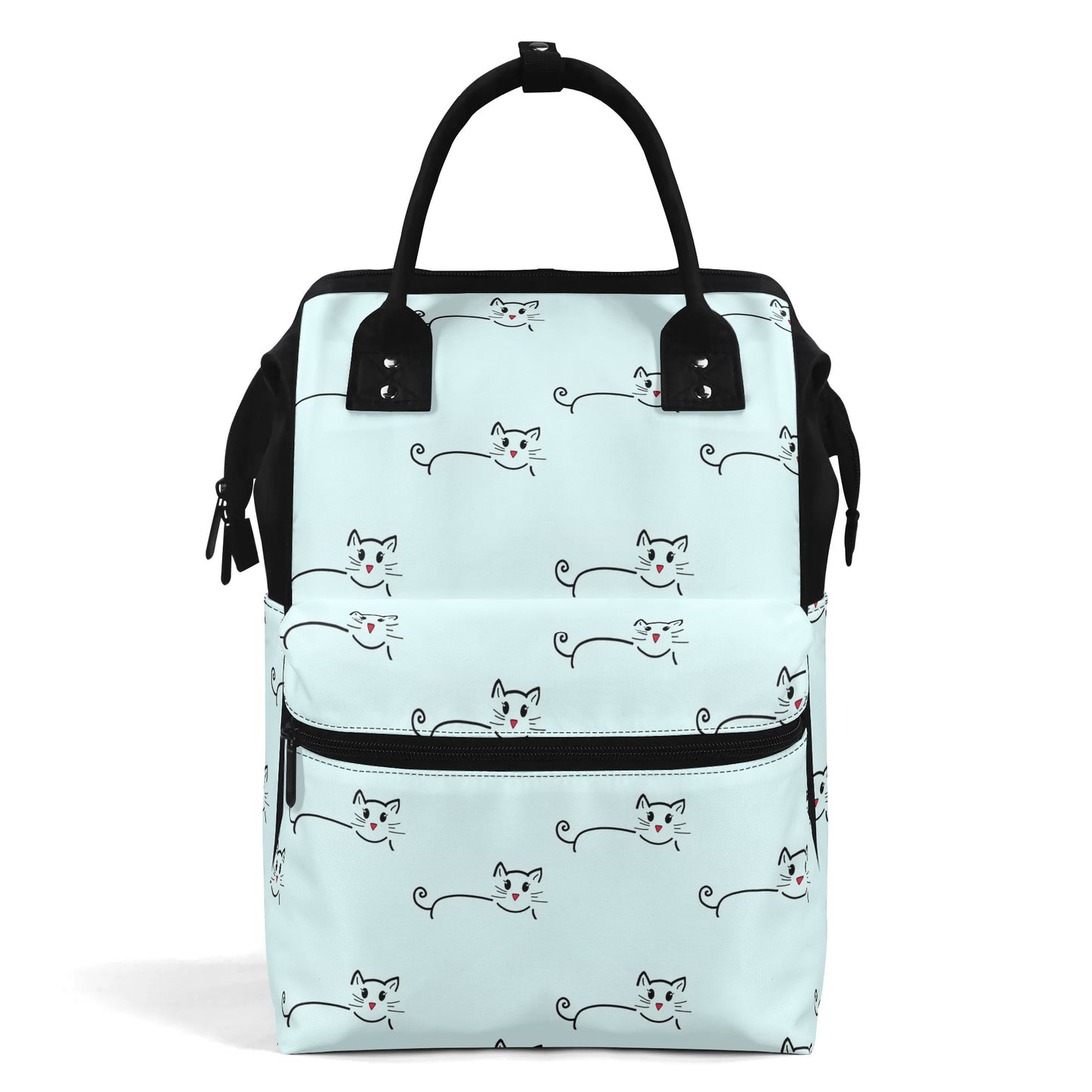 Large Capacity Diaper Bag Mummy Backpack Nursing Bag Blue Cat silhouette