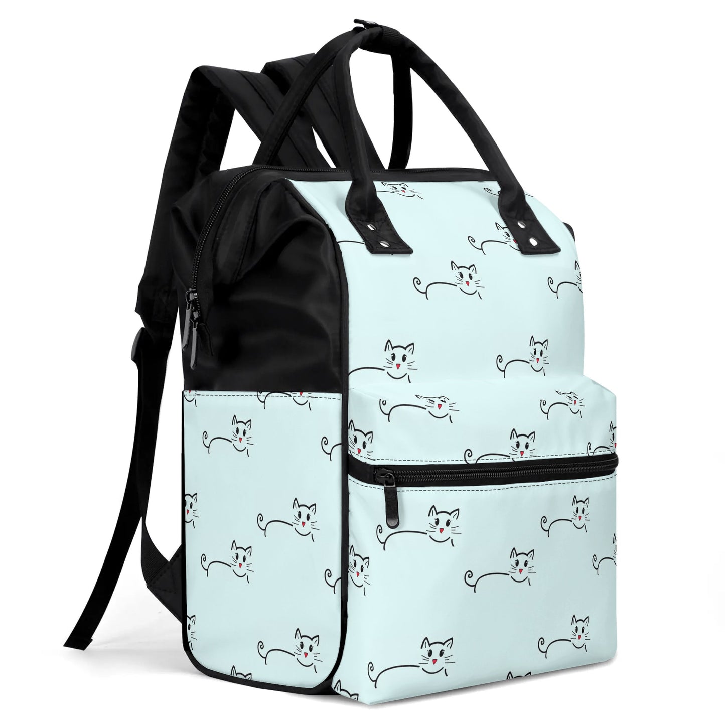 Large Capacity Diaper Bag Mummy Backpack Nursing Bag Blue Cat silhouette