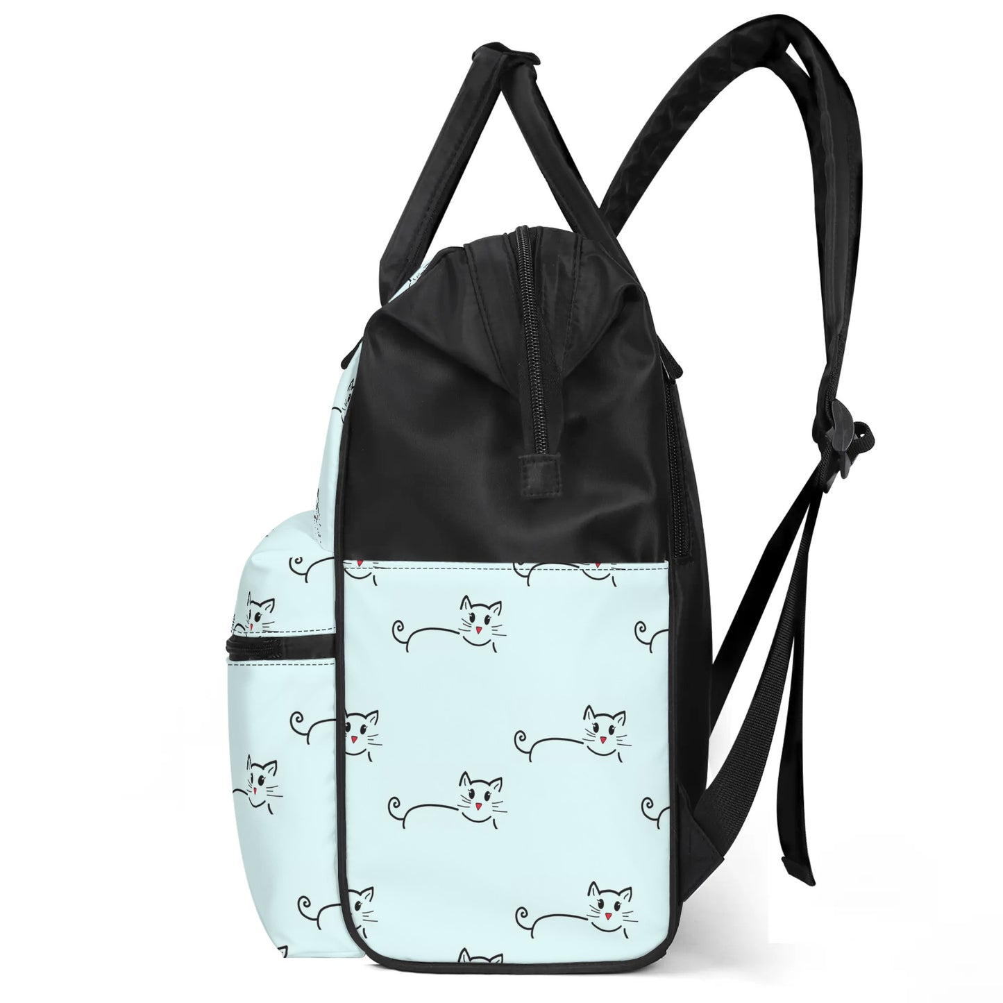 Large Capacity Diaper Bag Mummy Backpack Nursing Bag Blue Cat silhouette