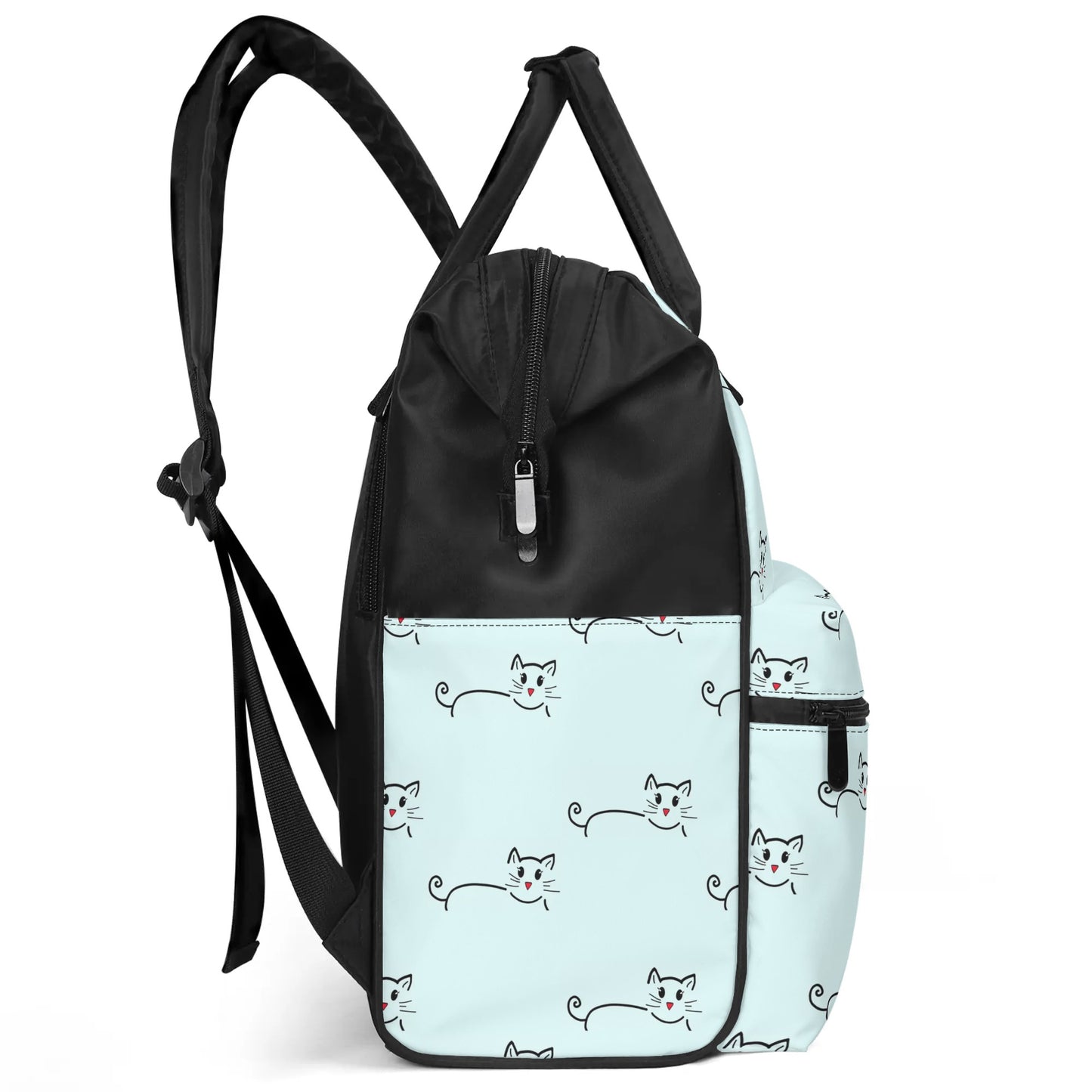 Large Capacity Diaper Bag Mummy Backpack Nursing Bag Blue Cat silhouette