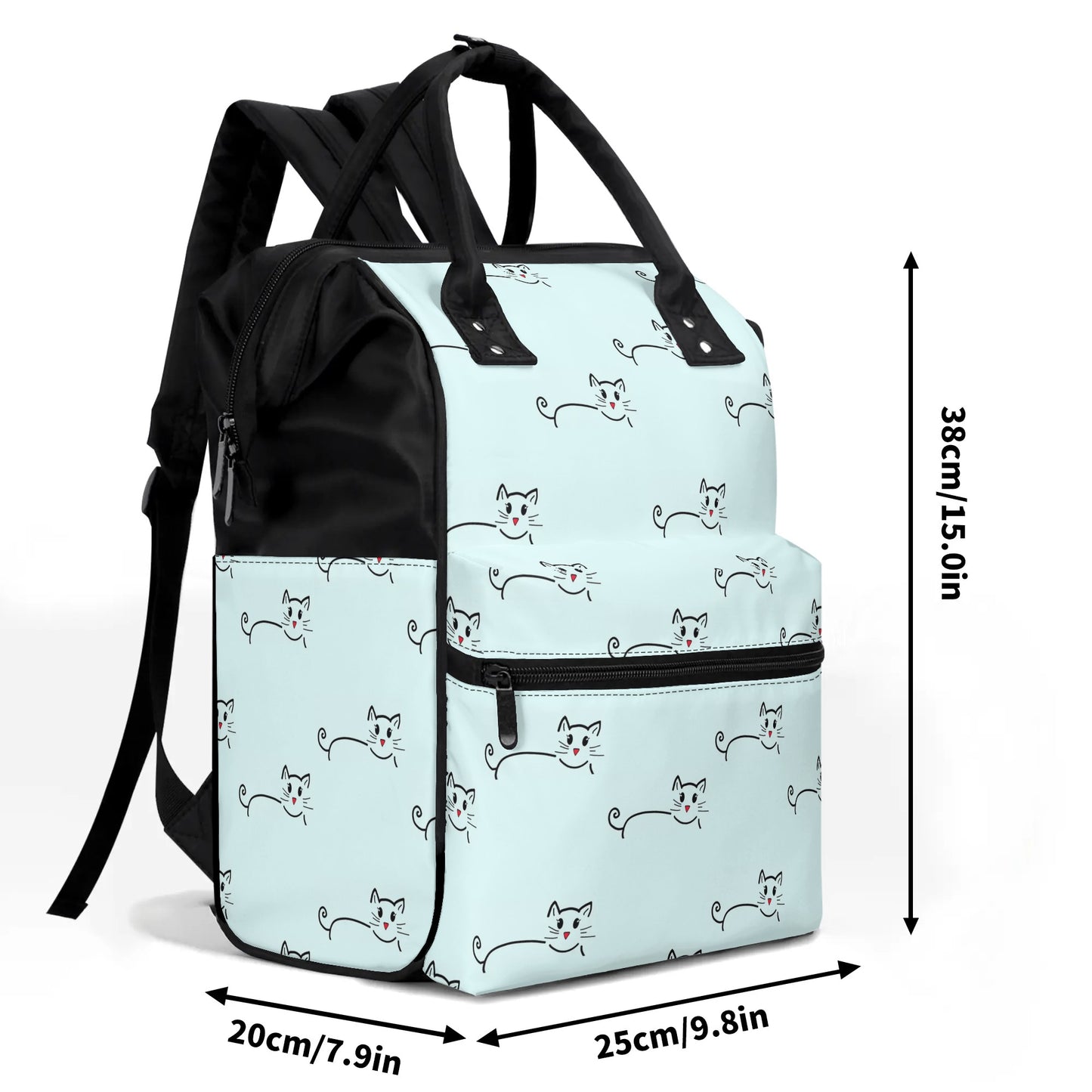 Large Capacity Diaper Bag Mummy Backpack Nursing Bag Blue Cat silhouette