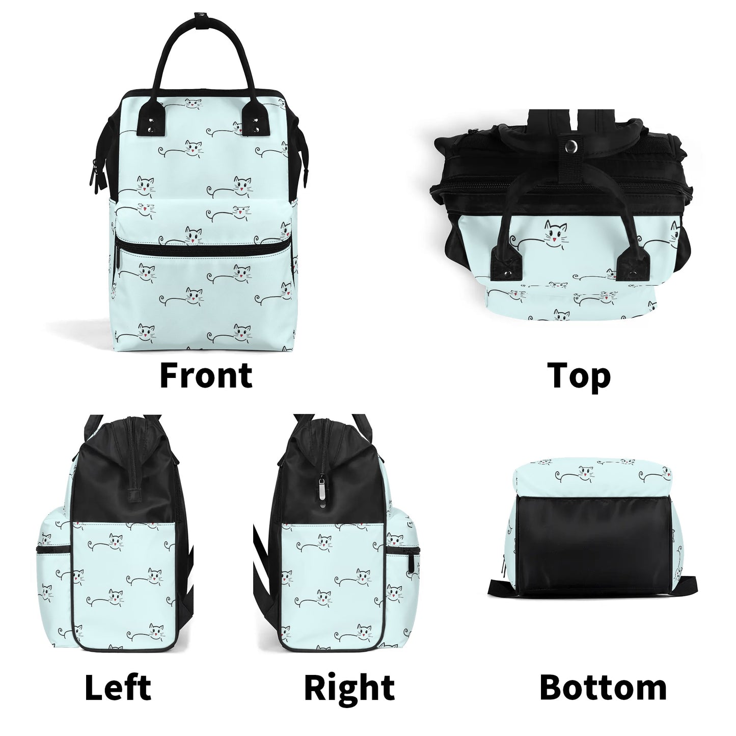 Large Capacity Diaper Bag Mummy Backpack Nursing Bag Blue Cat silhouette