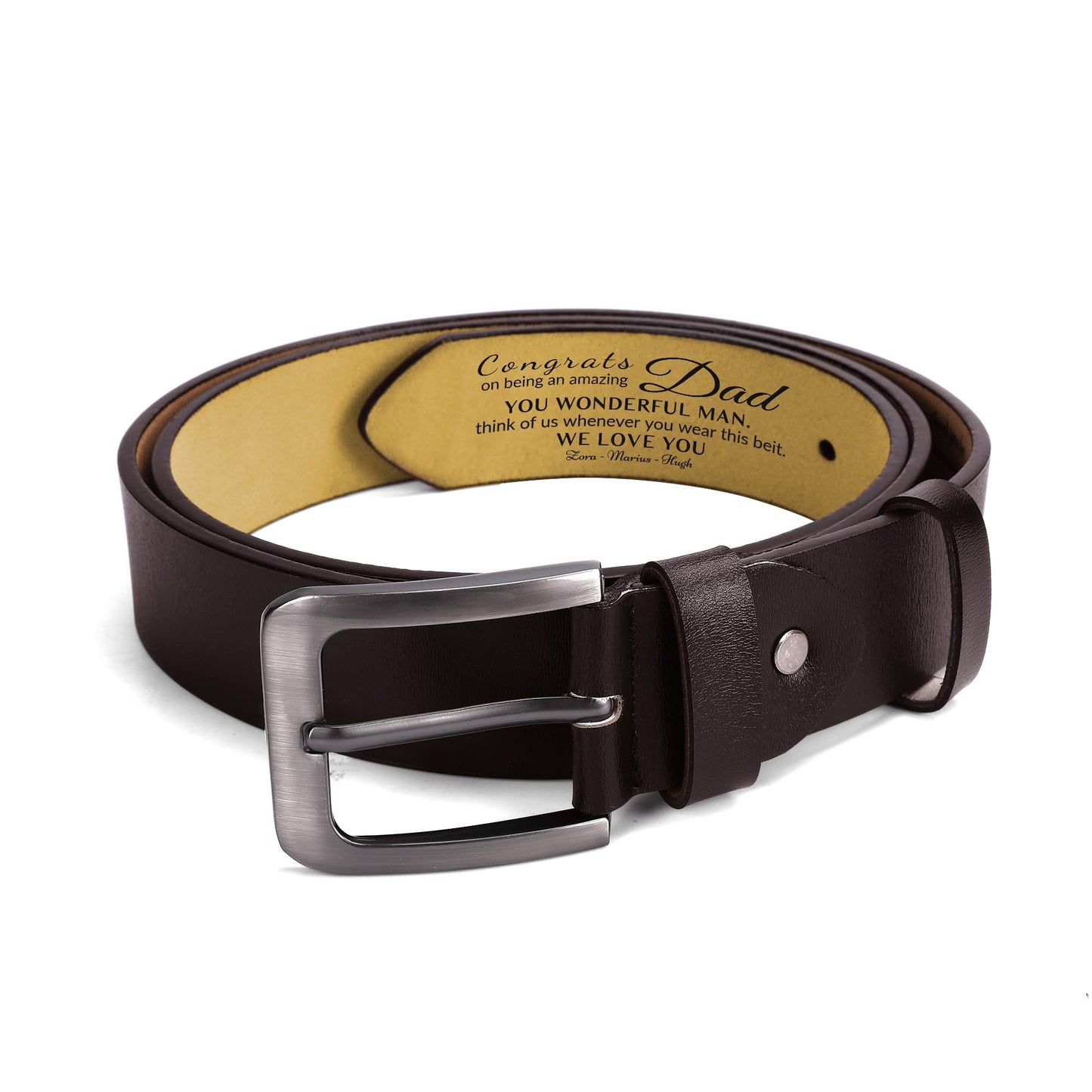 Congrats on Being Amazing Engraved Brown Leather Personalized Belt