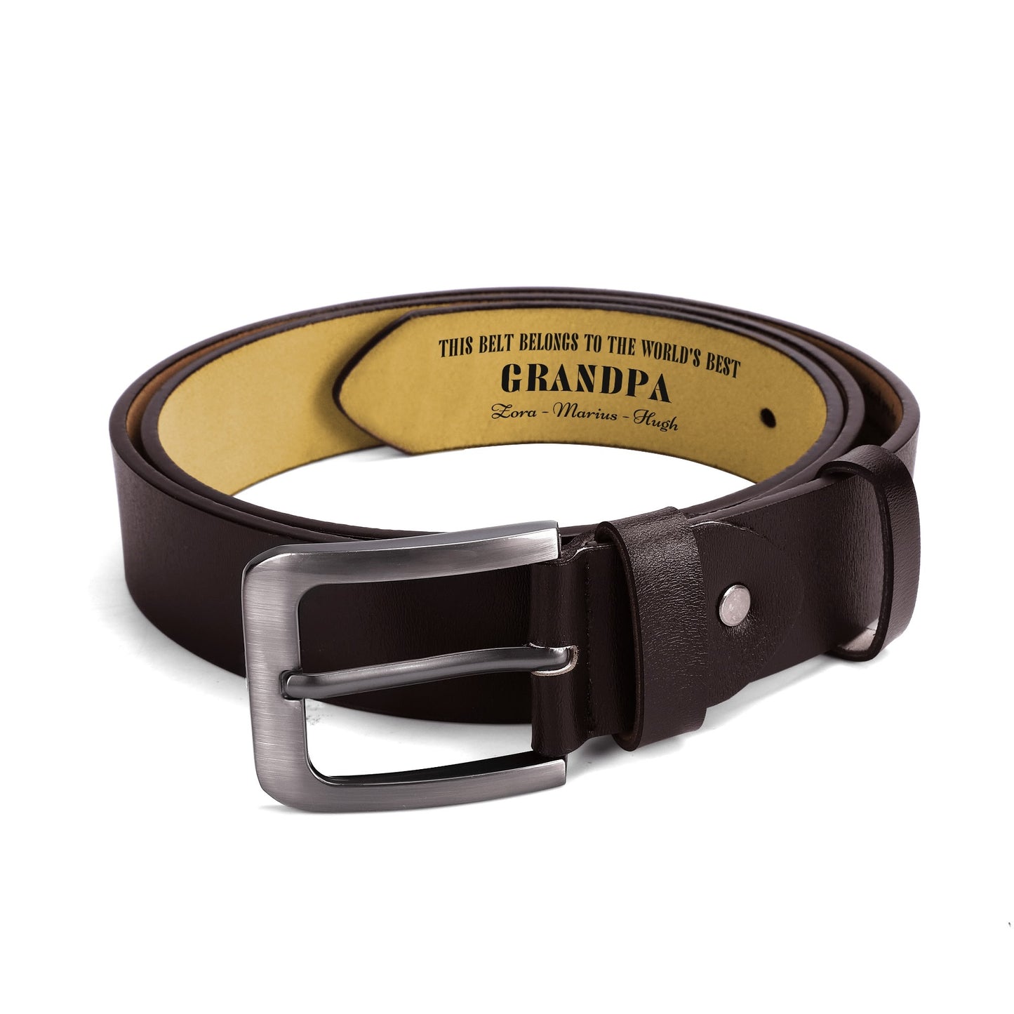 World's Best Grandpa Engraved Leather Brown Belt