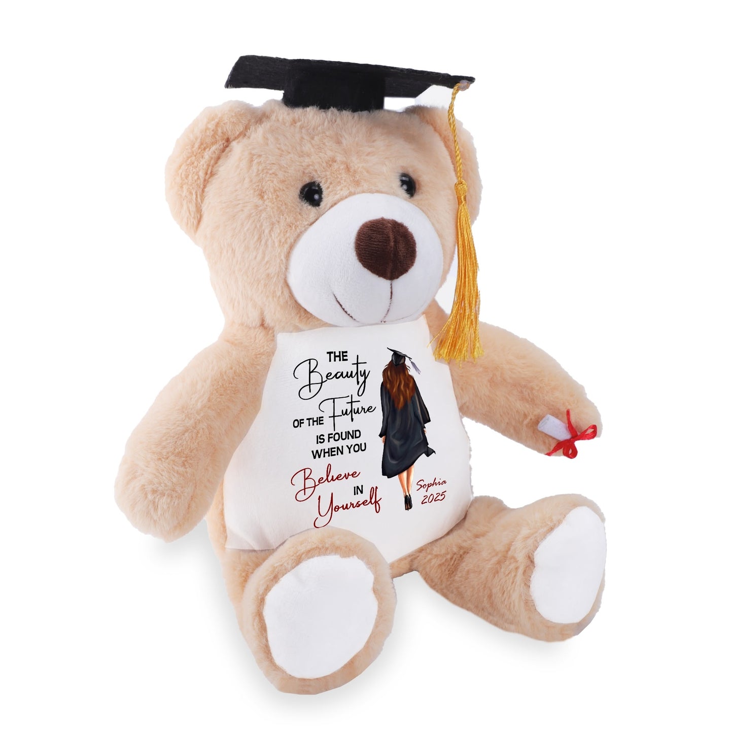 Personalized 1 Piece Graduation Stuffed Bear Belly Print