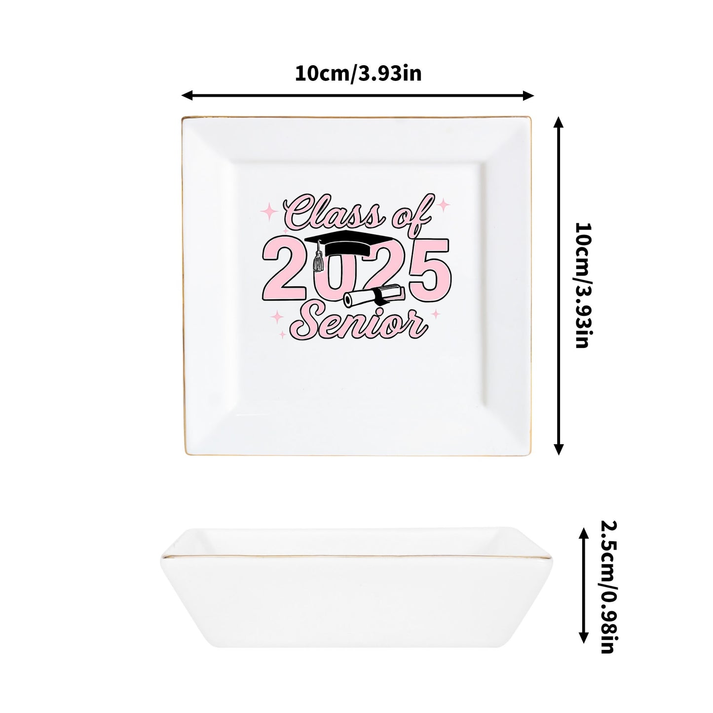 Graduate Ceramic Square Jewelry Plate 1 Pcs ,2 Pcs, 4 Pcs