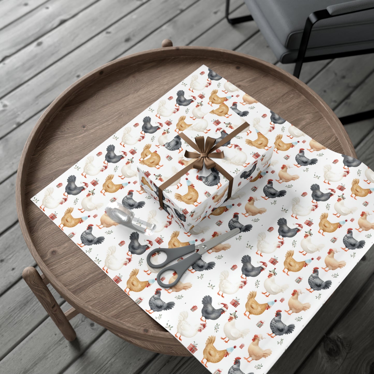 Christmas Chicken Gift Wrap Papers