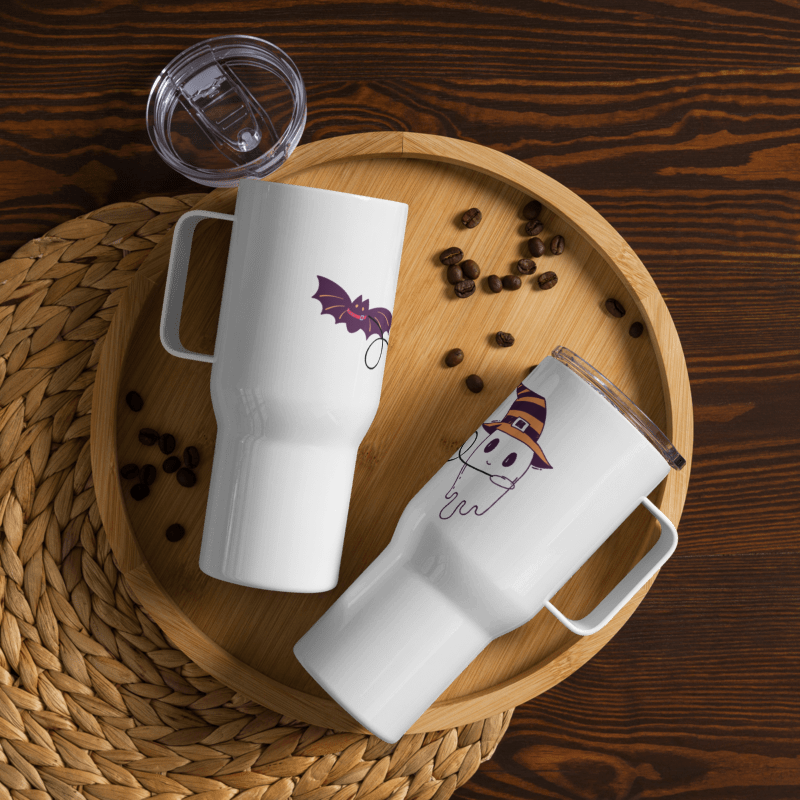 Ghost and Pet Bat Travel mug