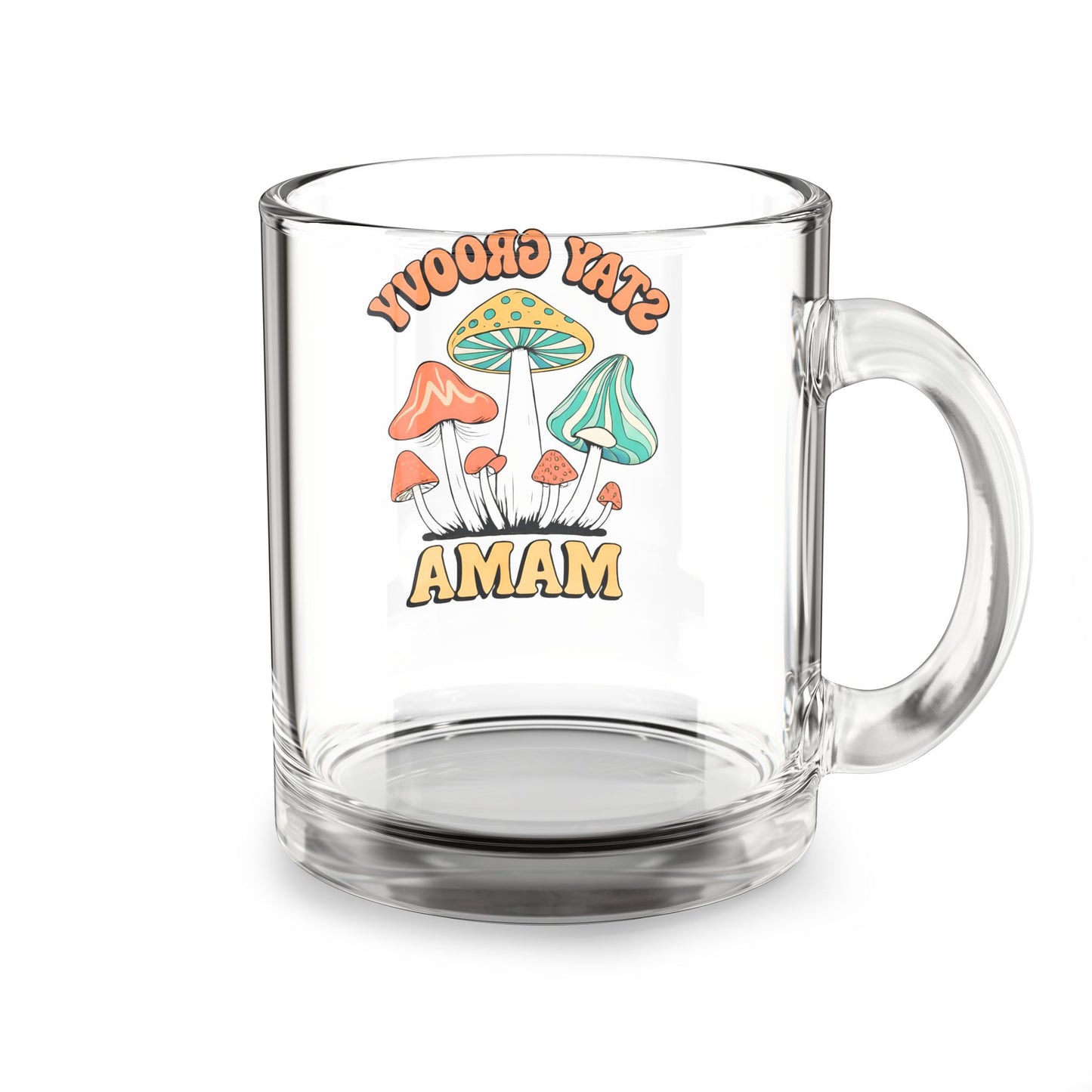 Stay Groovy Mama Mug - Artistic 10oz Glass Coffee Cup for Moms