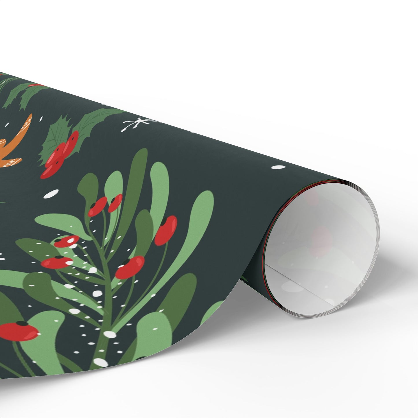 Wrapping Paper - Whimsical Holiday Ginger Bread Men and Holly Leaves