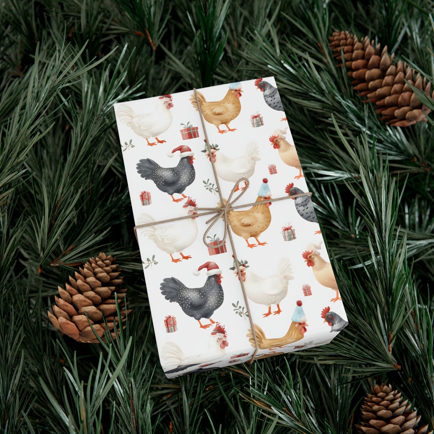 Christmas Chicken Gift Wrap Papers