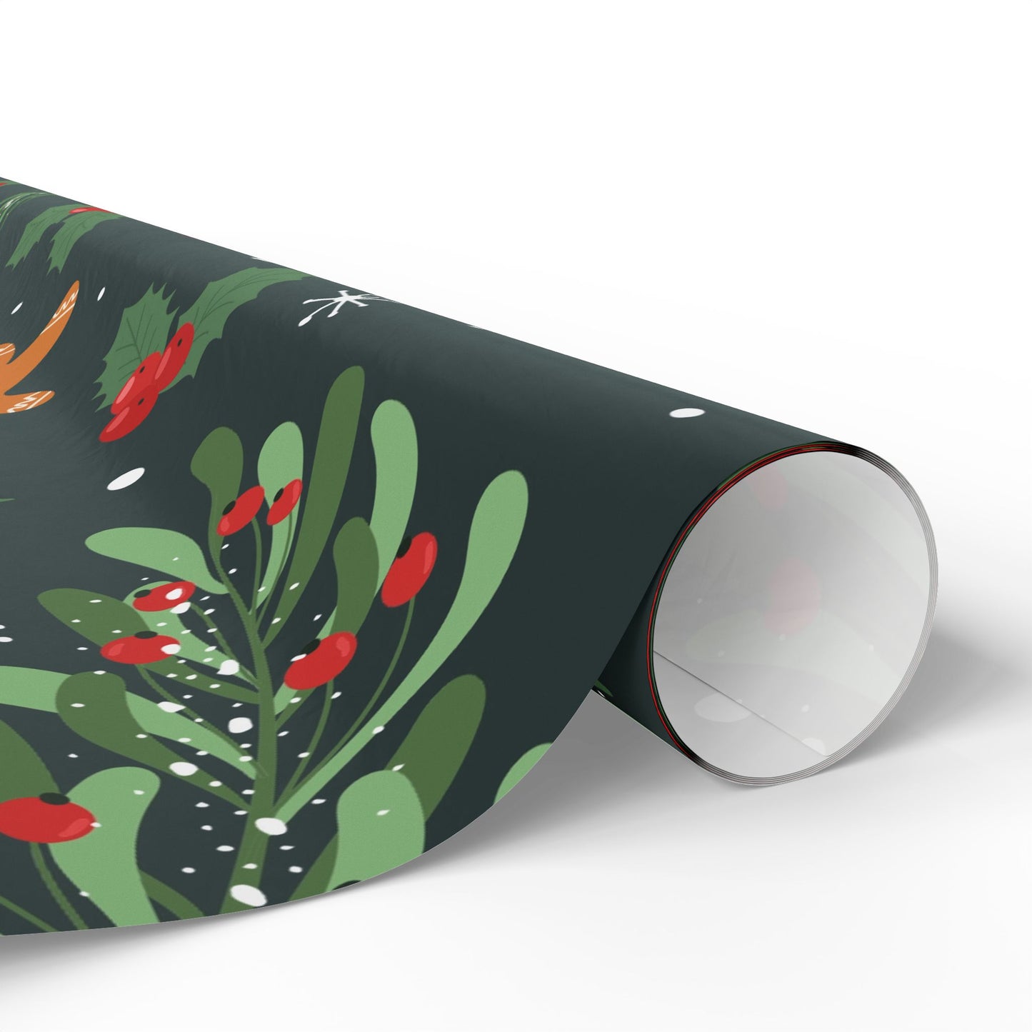 Wrapping Paper - Whimsical Holiday Ginger Bread Men and Holly Leaves