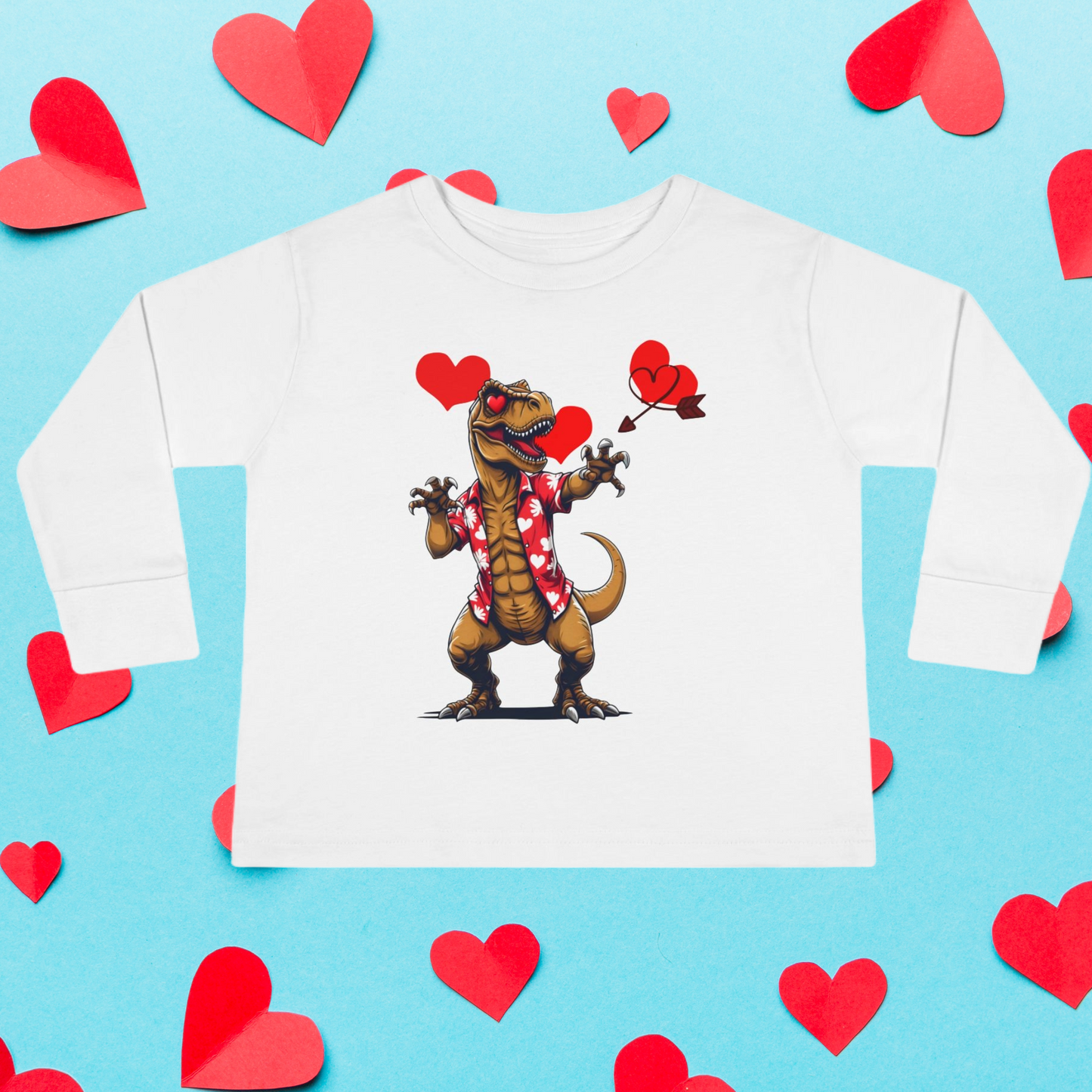 Toddler Dinosaur Valentine Long Sleeve Tee