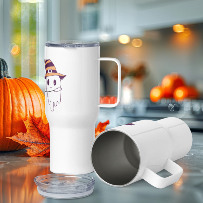 Ghost and Pet Bat Travel mug
