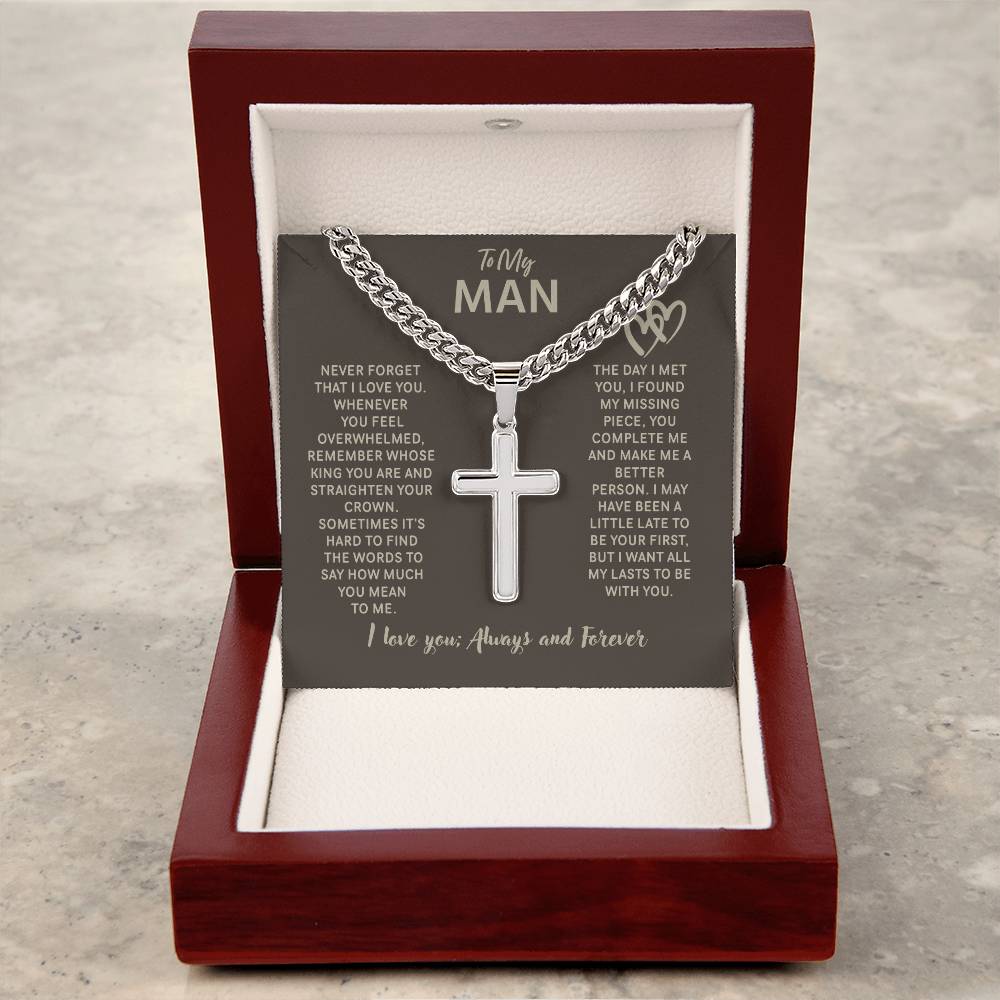 To My Man Cuban Link Chain and Cross