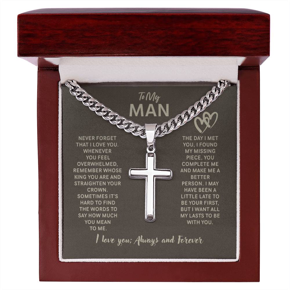 To My Man Cuban Link Chain and Cross