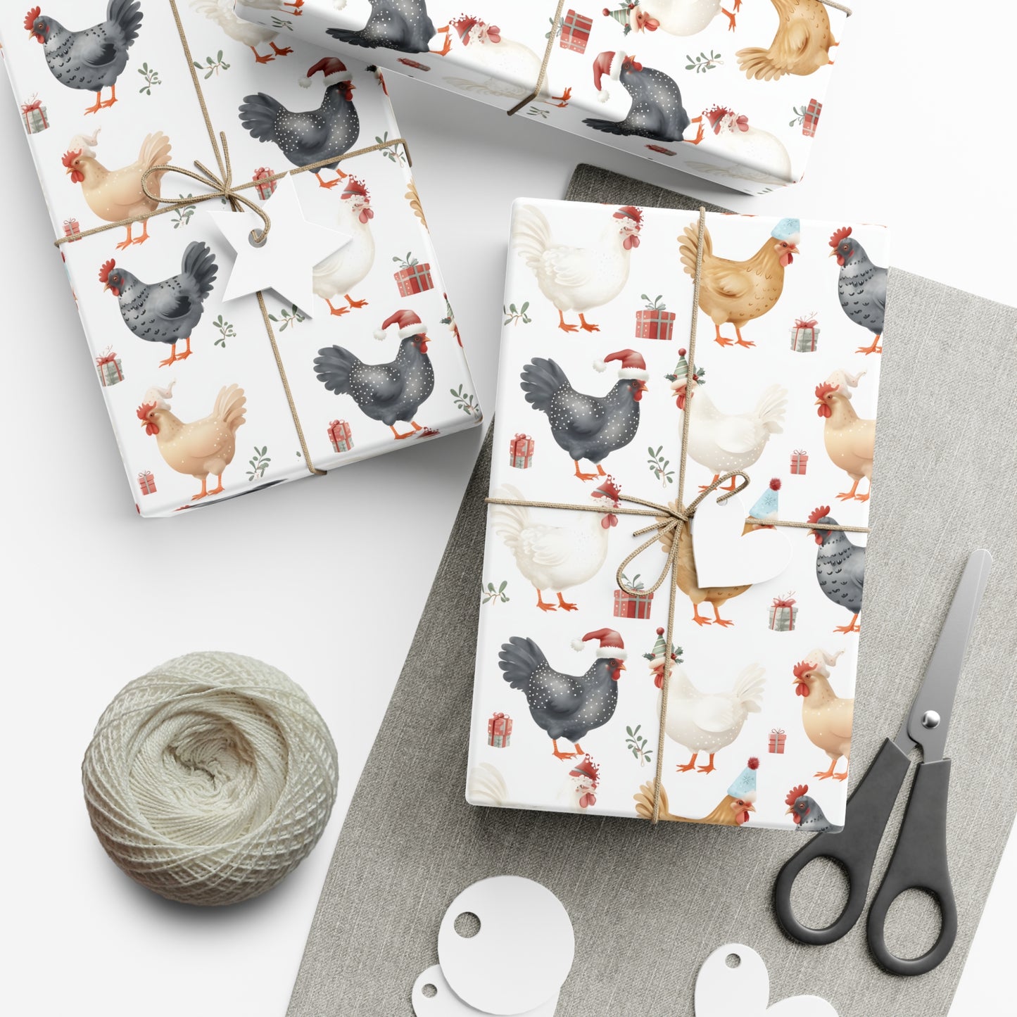 Christmas Chicken Gift Wrap Papers