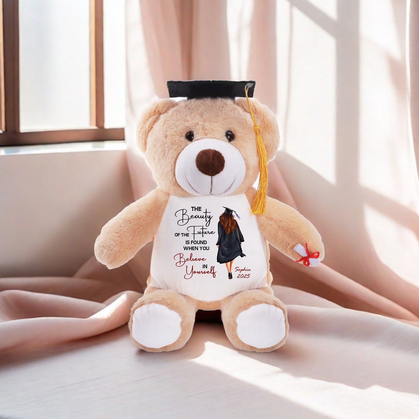 Personalized 1 Piece Graduation Stuffed Bear Belly Print