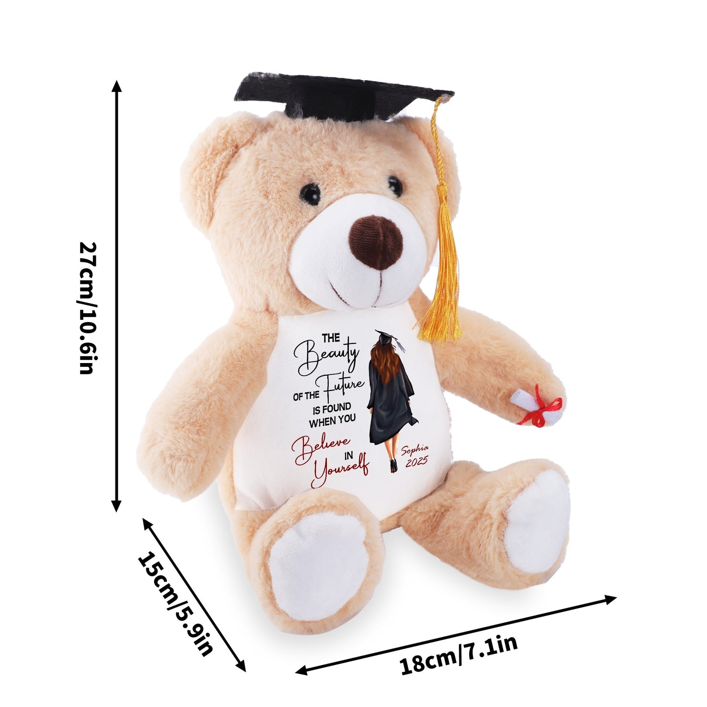 Personalized 1 Piece Graduation Stuffed Bear Belly Print
