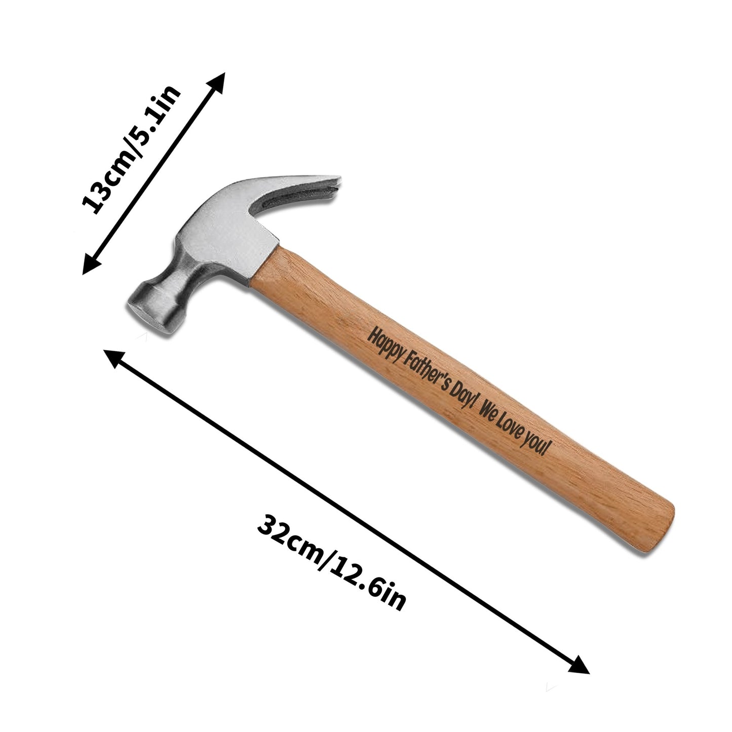 Custom Wood Hammer with Laser Engraved Unique Gift for Fathers Day