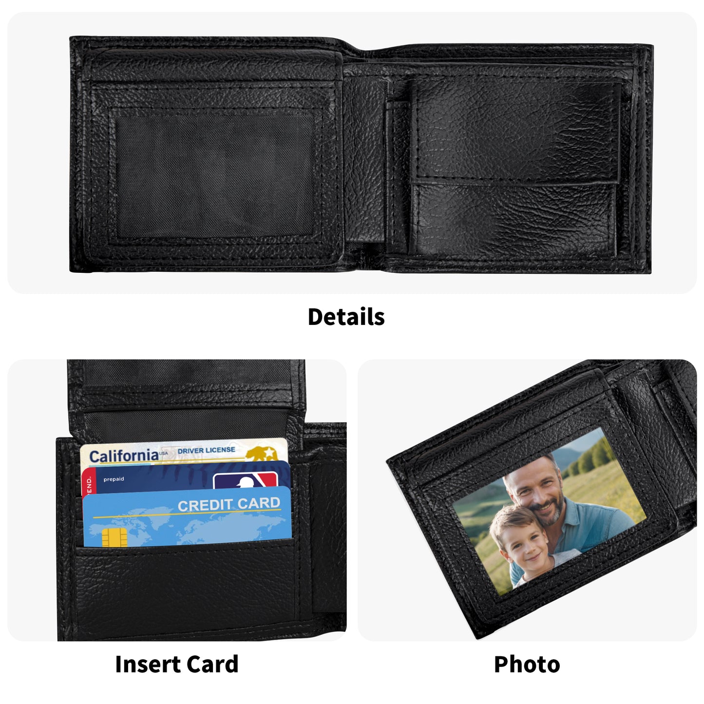 Mens Top-Grain Leather Wallet Paper Folded Wallet