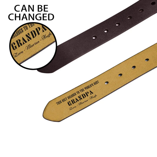 World's Best Grandpa Engraved Leather Brown Belt