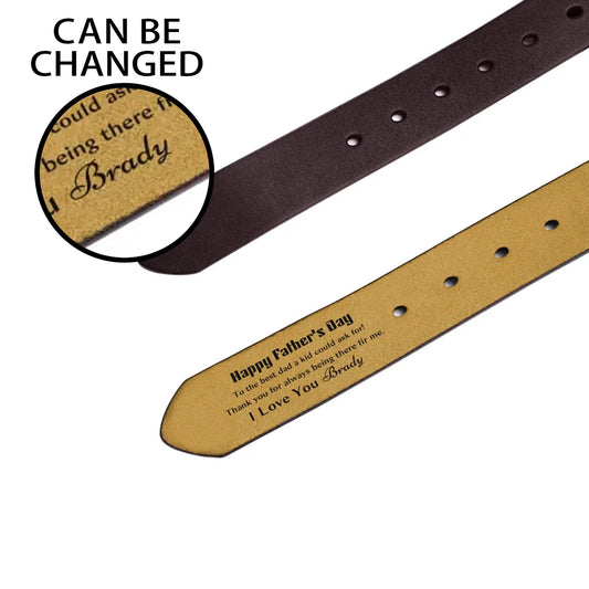 Happy Father's Day Engraved Personalized Brown Leather Belt