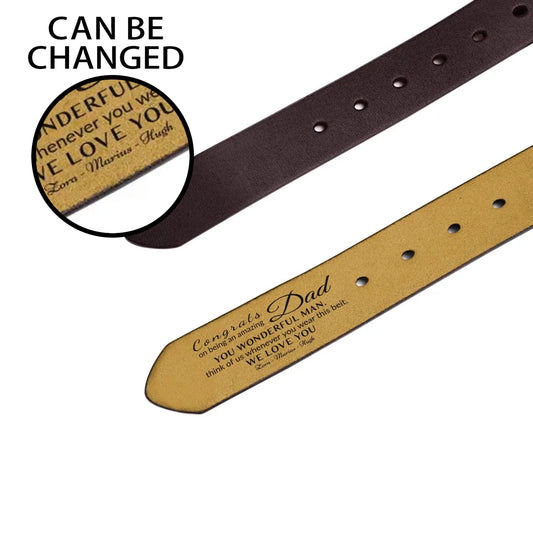 Congrats on Being Amazing Engraved Brown Leather Personalized Belt