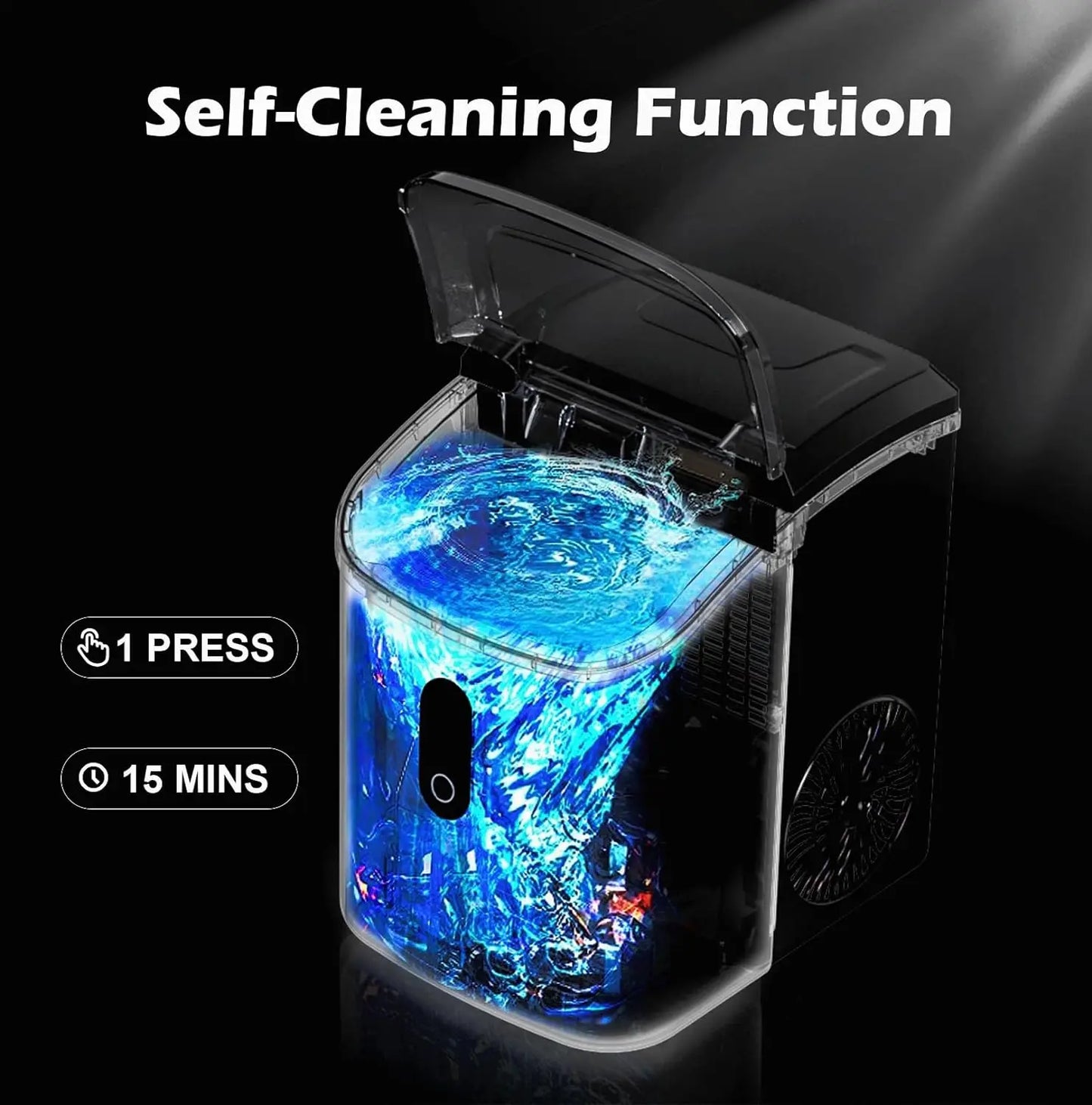 Nugget Ice Maker Countertop, Portable Crushed Sonic Ice Machine, Self Cleaning Ice Makers with One-Click Operation Soft Chewable