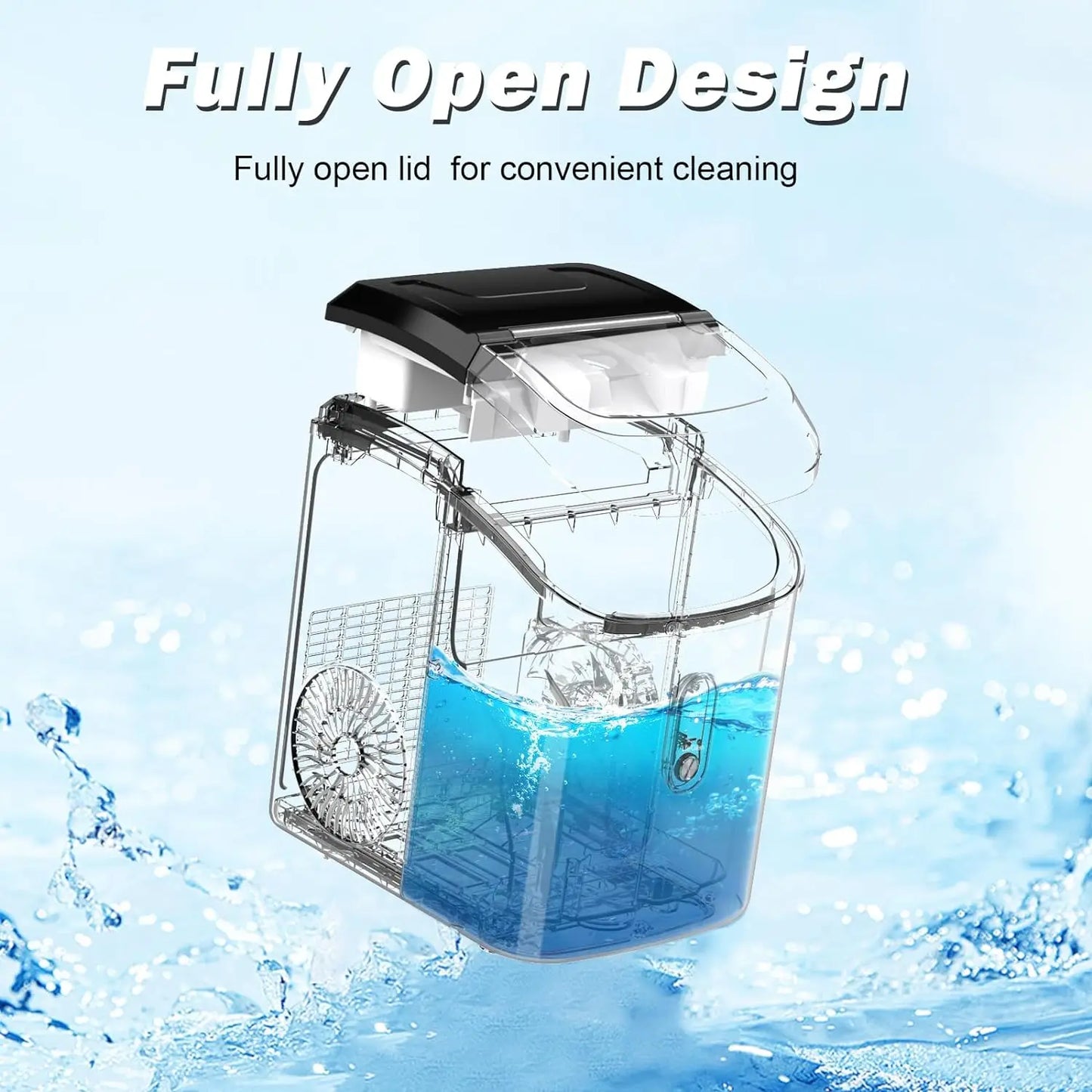 Nugget Ice Maker Countertop, Portable Crushed Sonic Ice Machine, Self Cleaning Ice Makers with One-Click Operation Soft Chewable