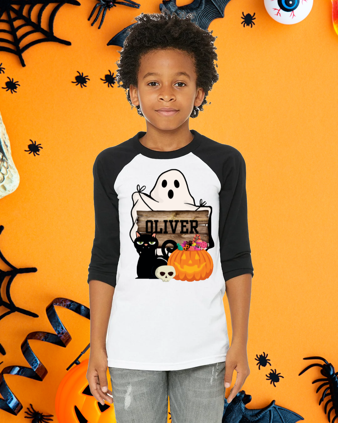 Personalized Halloween Raglan T-shirt