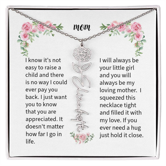 Birth Flower and Name Necklace