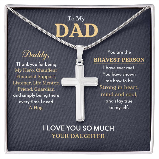 My Dad| My Hero - Stainless Steel Cross Necklace